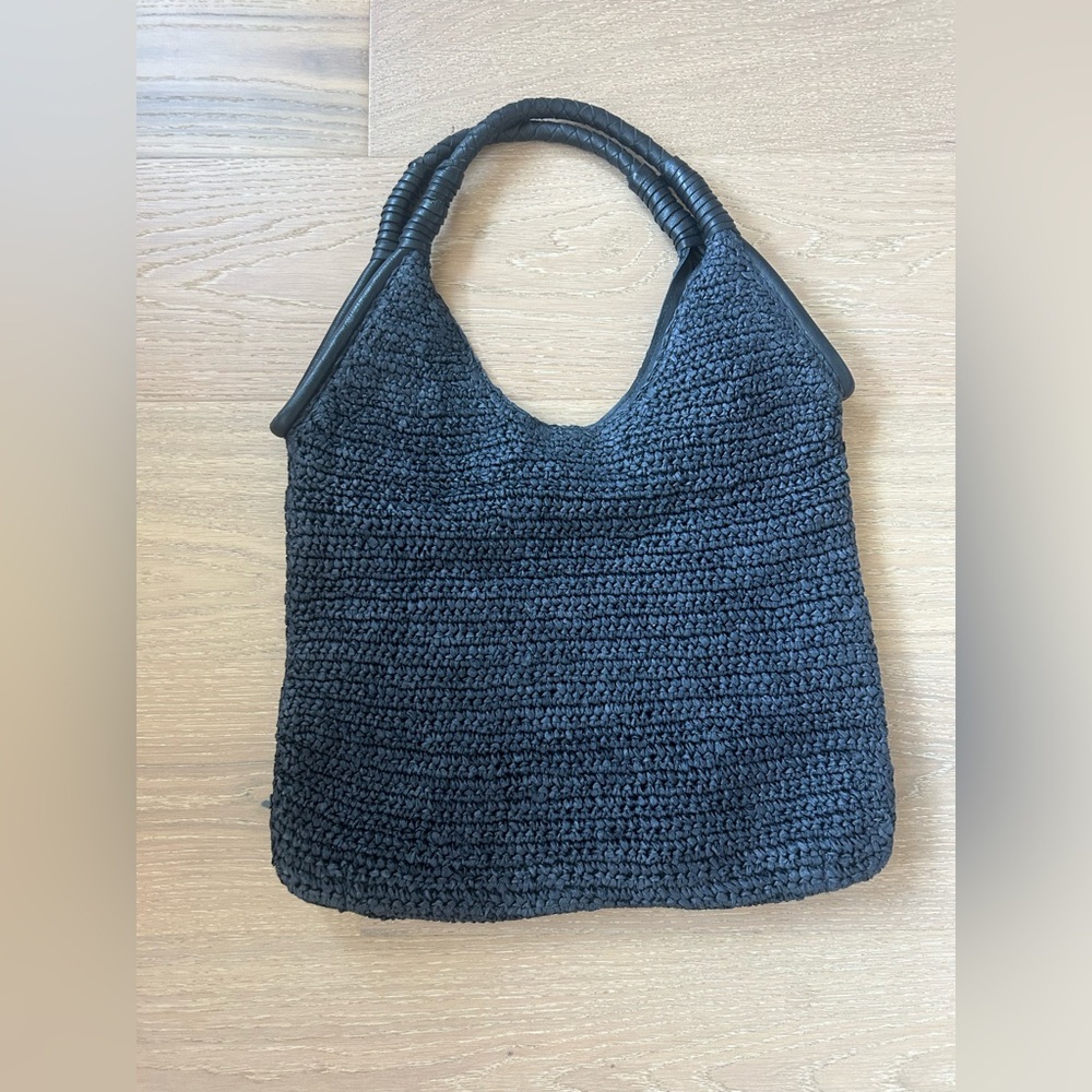 Anthropologie Black Woven Tote Bag